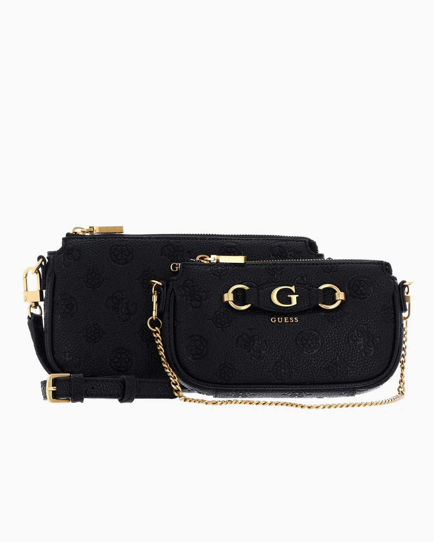 Guess Izzy Peony Zincir Detaylı Çapraz Askılı Çanta Black Logo