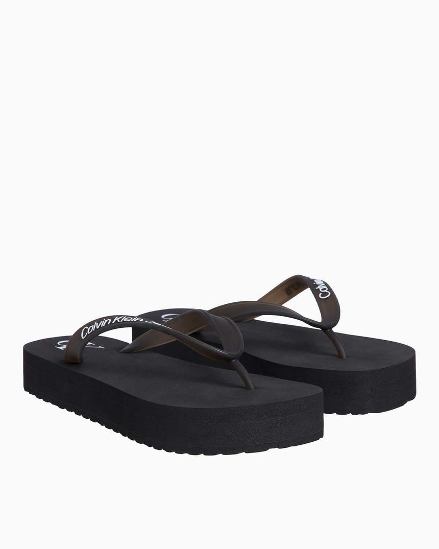 Calvin Klein Beach Flatform Flip Flops Terlik Black/Bright White