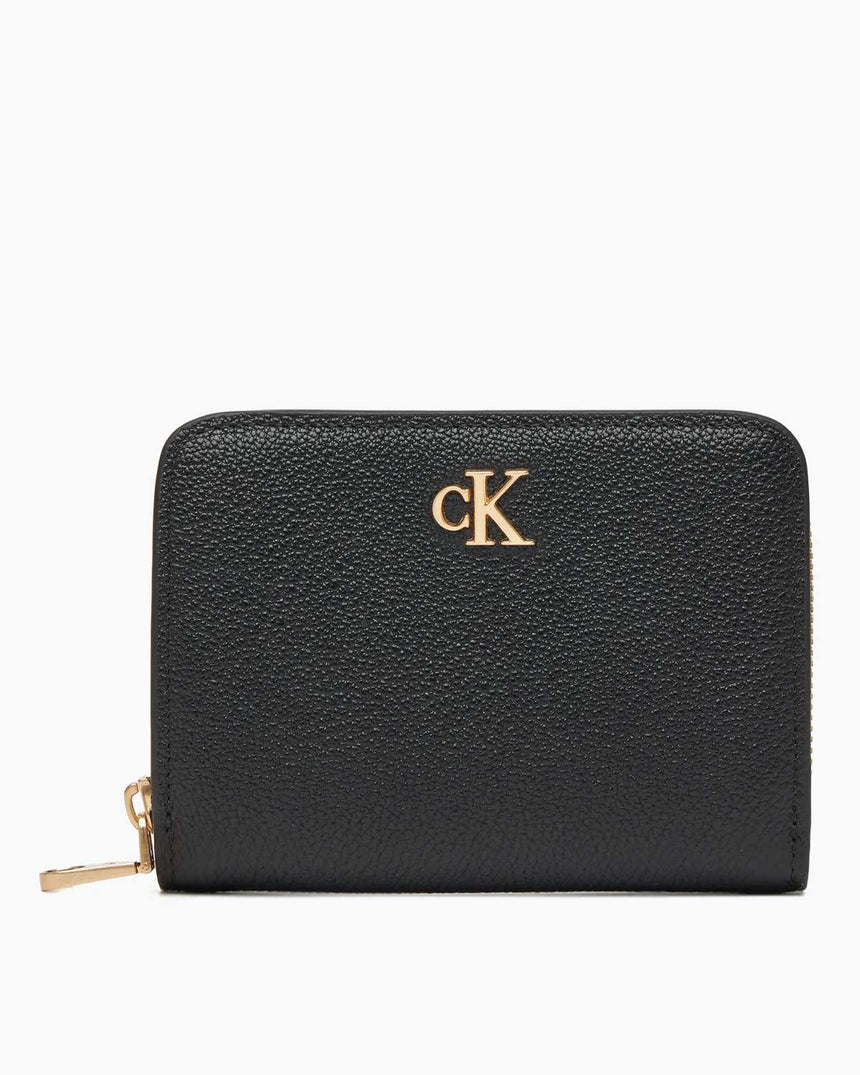 Calvin Klein Minimal Monogramlı Deri Orta Boy Fermuarlı Kadın Cüzdan Black
