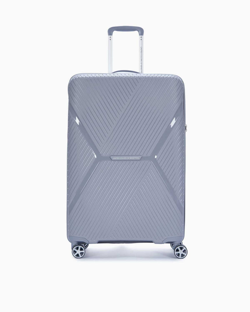 Benetton Trolley Sert Kabuklu Büyük Boy Valiz Gri