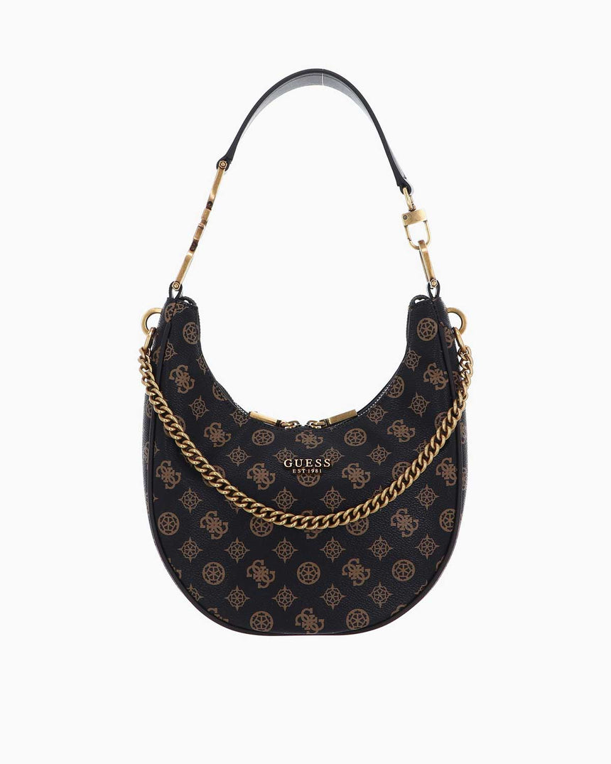 Guess Monogram Desenli Omuz Çantası Mocha Logo