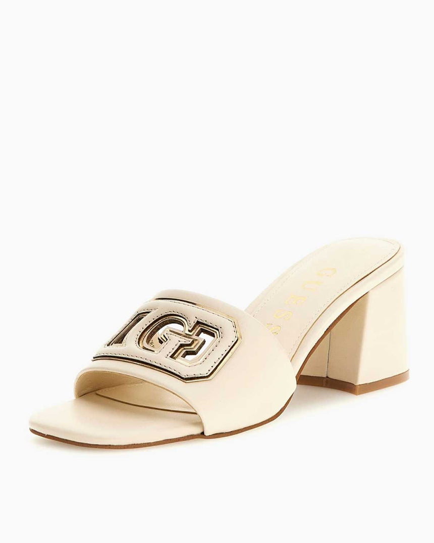 Guess Gals Logolu Topuklu Sandalet Cream/Gold