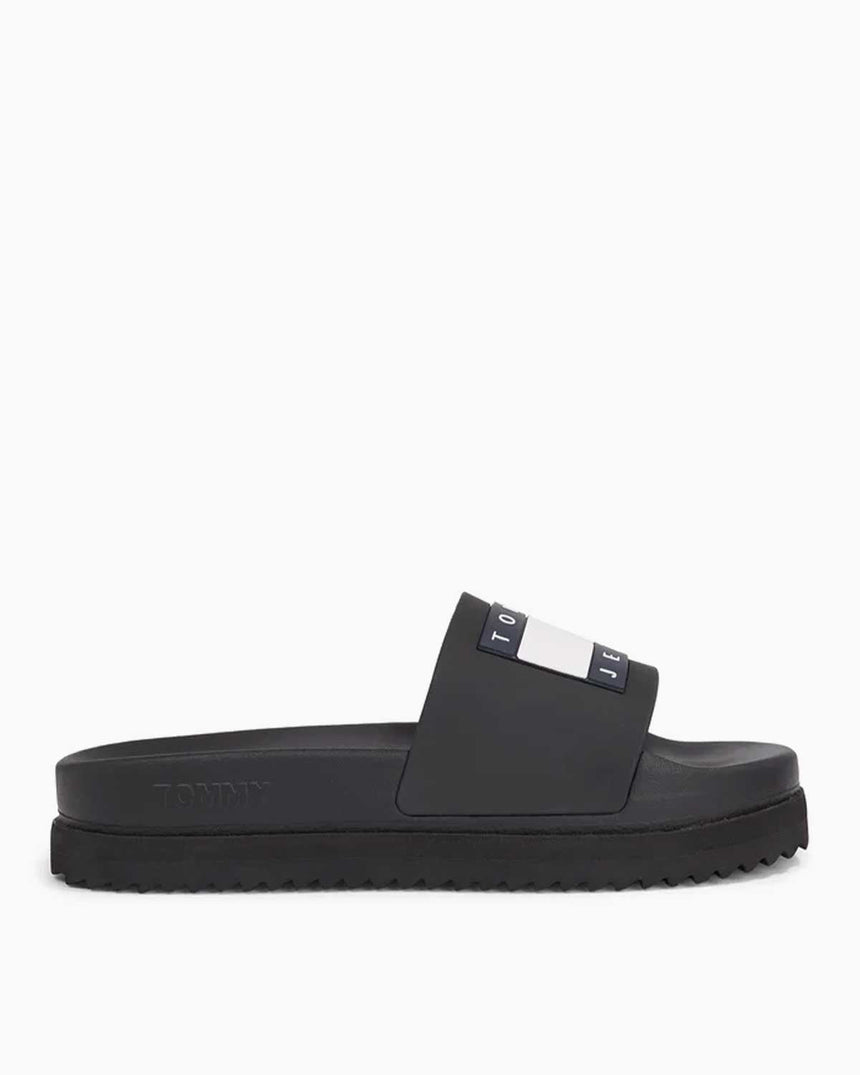 Tommy Hilfiger Elevated Flatform Slide Kadın Terlik Black