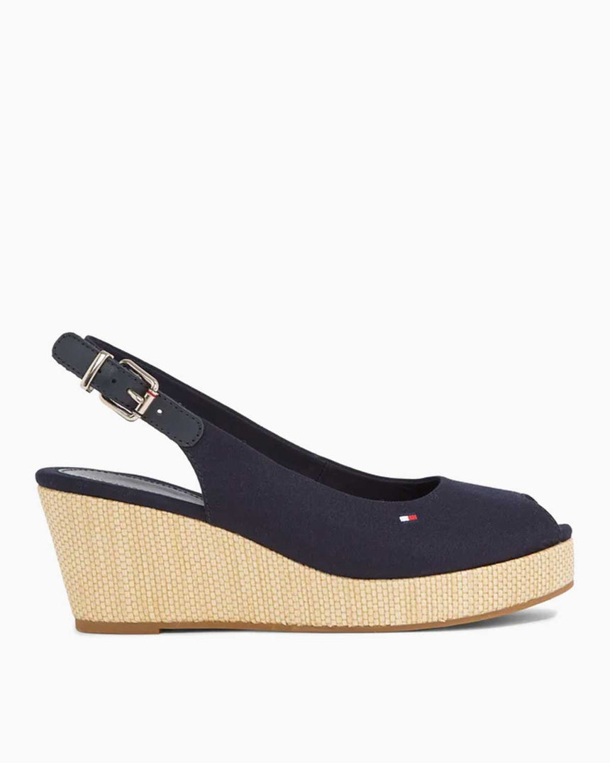 Tommy Hilfiger Iconic Elba Sling Back Wedge Kadın Sandalet Space Blue