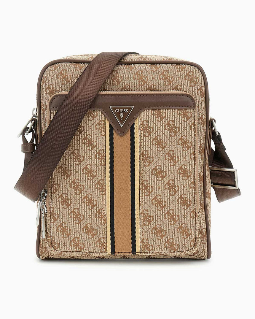 Guess Milano Compact Monogram Baskılı Çapraz Askılı Çanta Beige / Brown