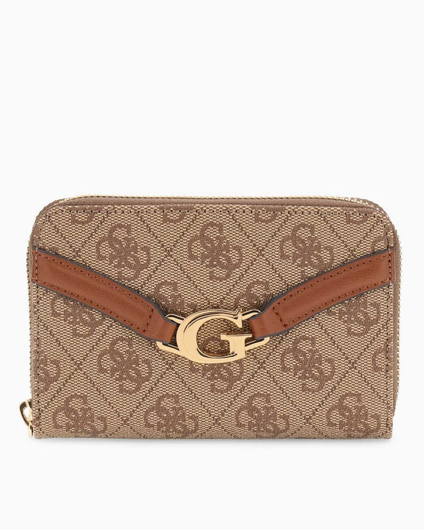 Guess Access Orta Boy Fermuarlı Kadın Cüzdan Latte Logo
