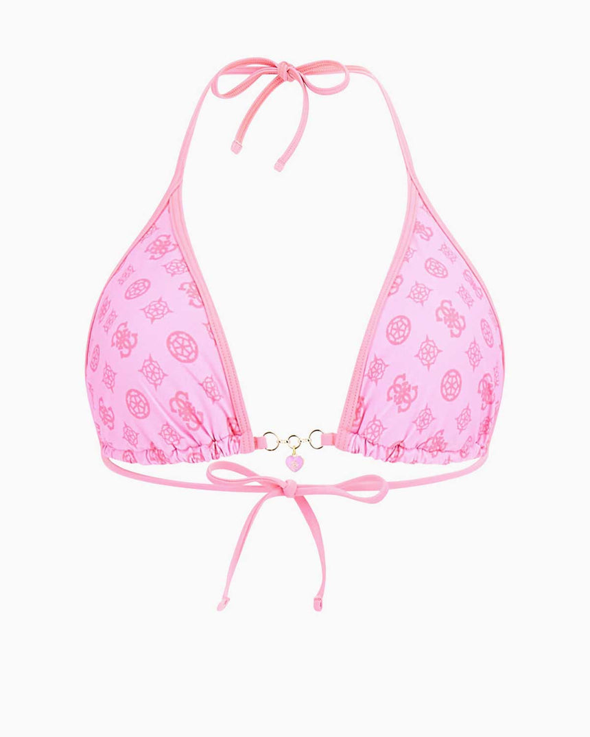 Guess Triangle Remov Padded Bikini Üstü Summer Peony Pink Ao