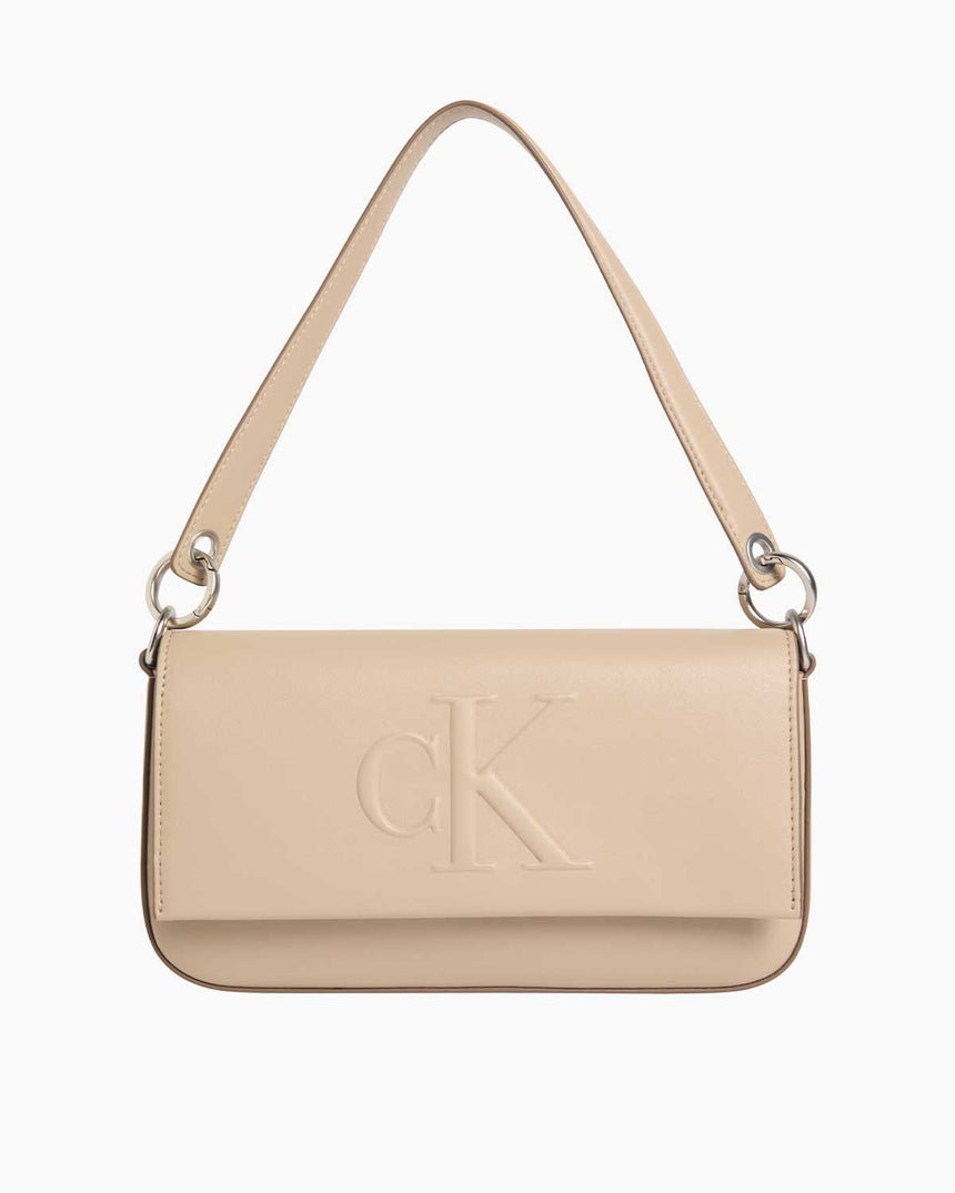 Calvin Klein Sculpted Flap Shoulder Bag Omuz Çantası Crockery