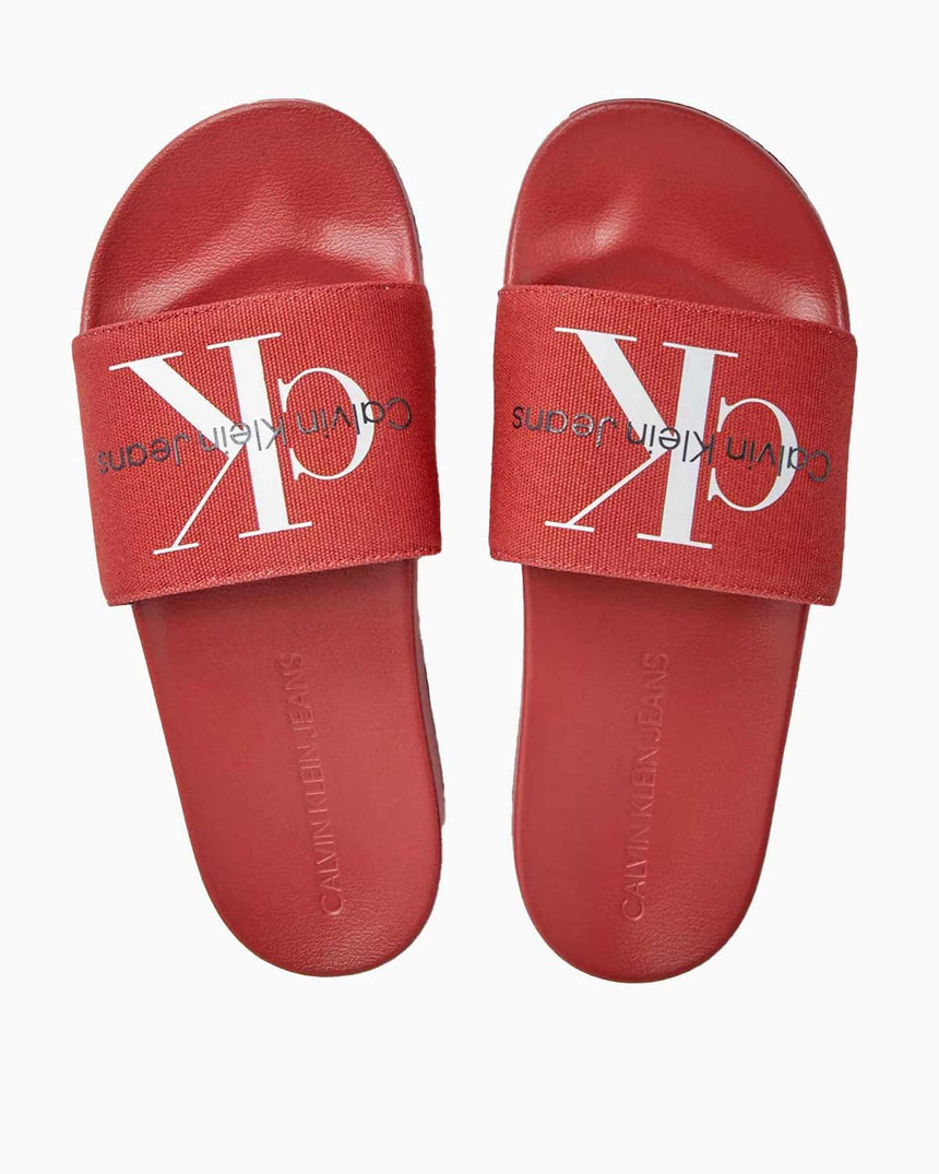 Calvin Klein Slide Monogram Erkek Terlik Lava Falls/Bright White