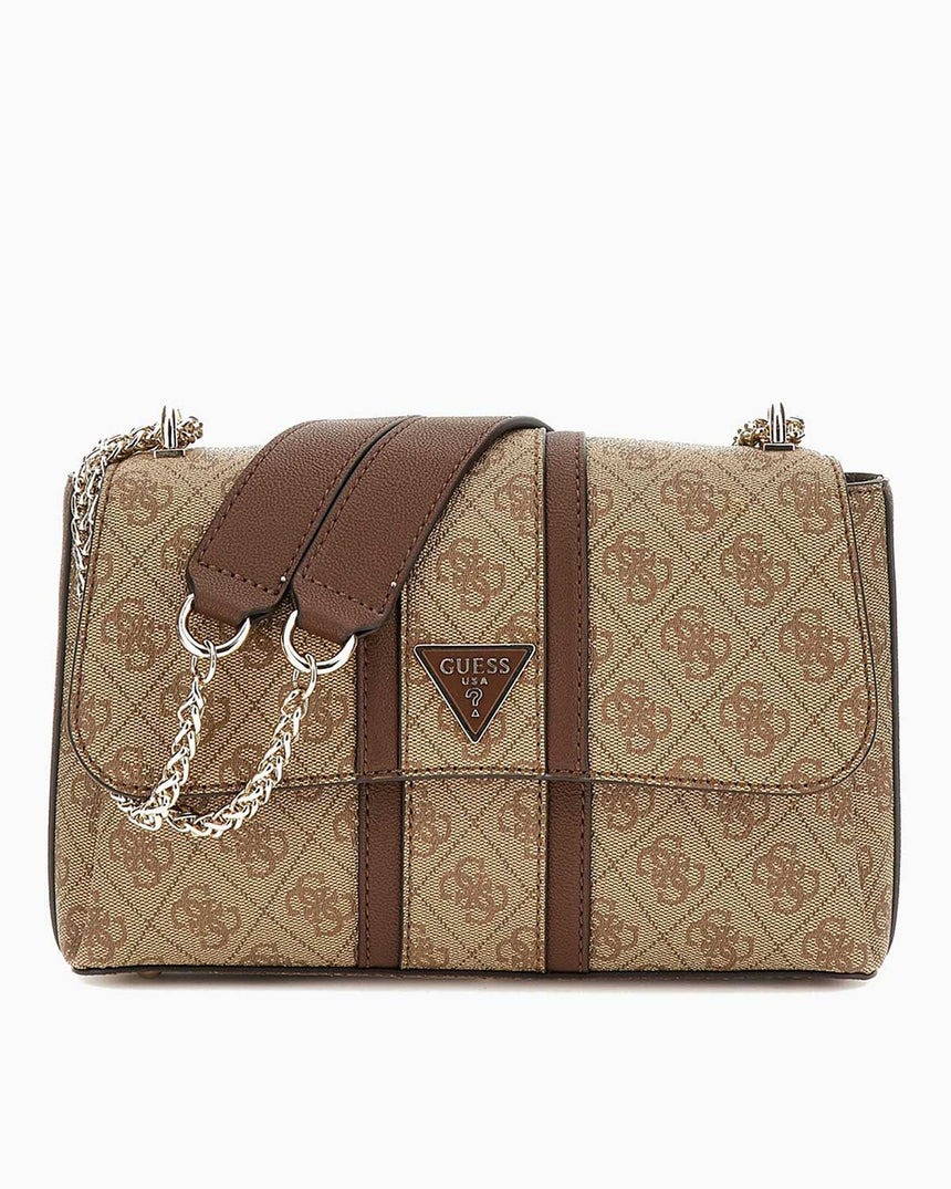 Guess Noreen Convertible Monogram Çapraz Askılı Çanta Latte Logo / Brown