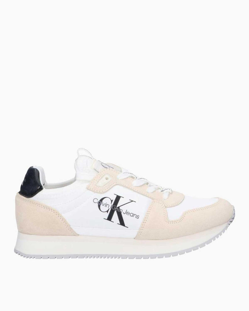 Calvin Klein Runner Sock Lace Up Runner Kadın Sneaker Bright White/Creamy White/Black