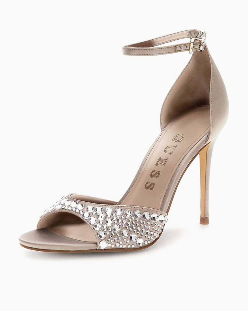 Guess Kable Gümüş Taşlı Topuklu Ayakkabı Nude