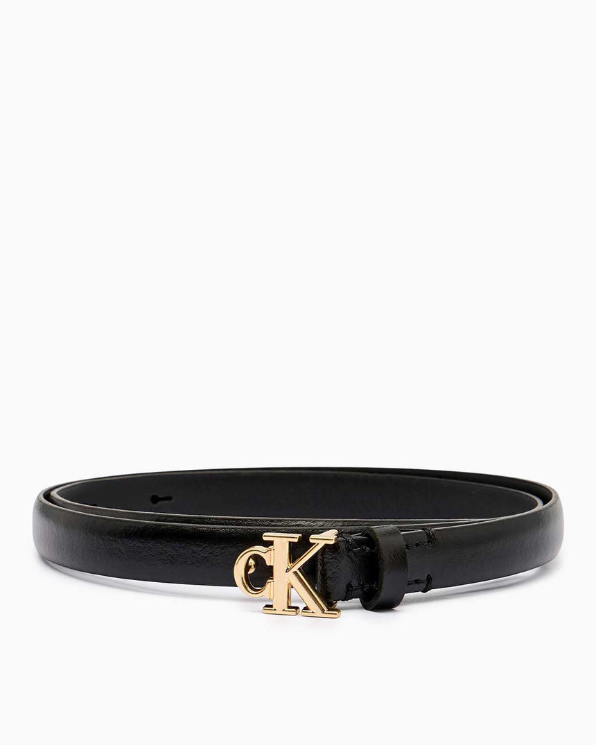 Calvin Klein Hardware Logo Tokalı Sabit 15mm Kadın Kemer BLACK / ANTIQUE LIGHT GOLD