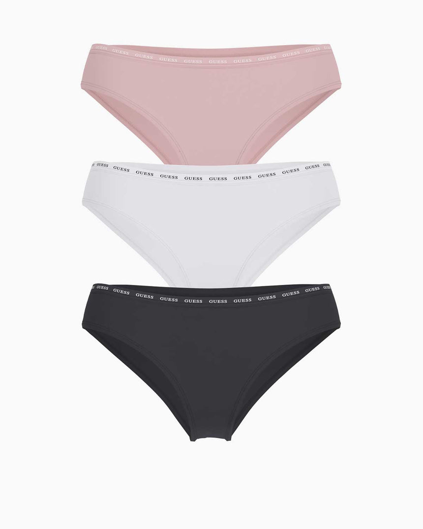 Guess 3Pack Basic Brief Logolu Külot Pink White Black Com