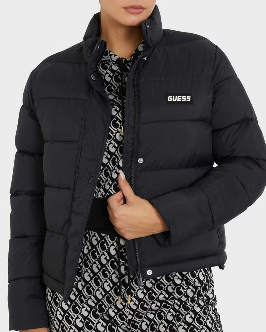Guess Bertina Light Puffer Şişme Mont Jet Black A996