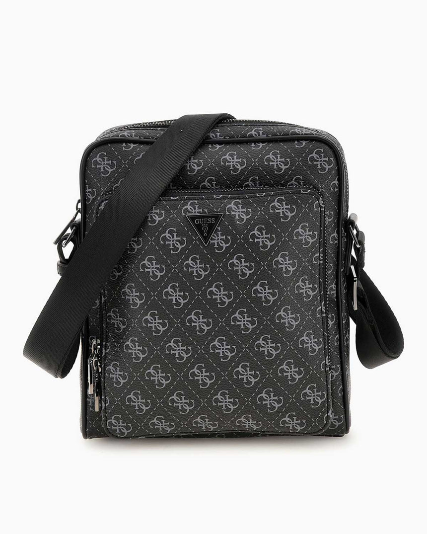 Guess Milano Top Monogram Çapraz Askılı Çanta Dark Black