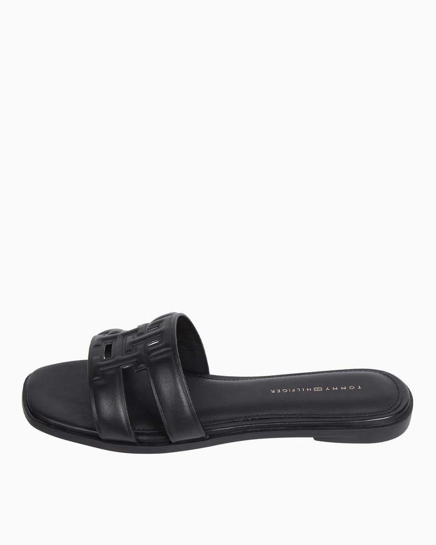 Tommy Hilfiger Logo Strap Mule Flat Sandalet Black