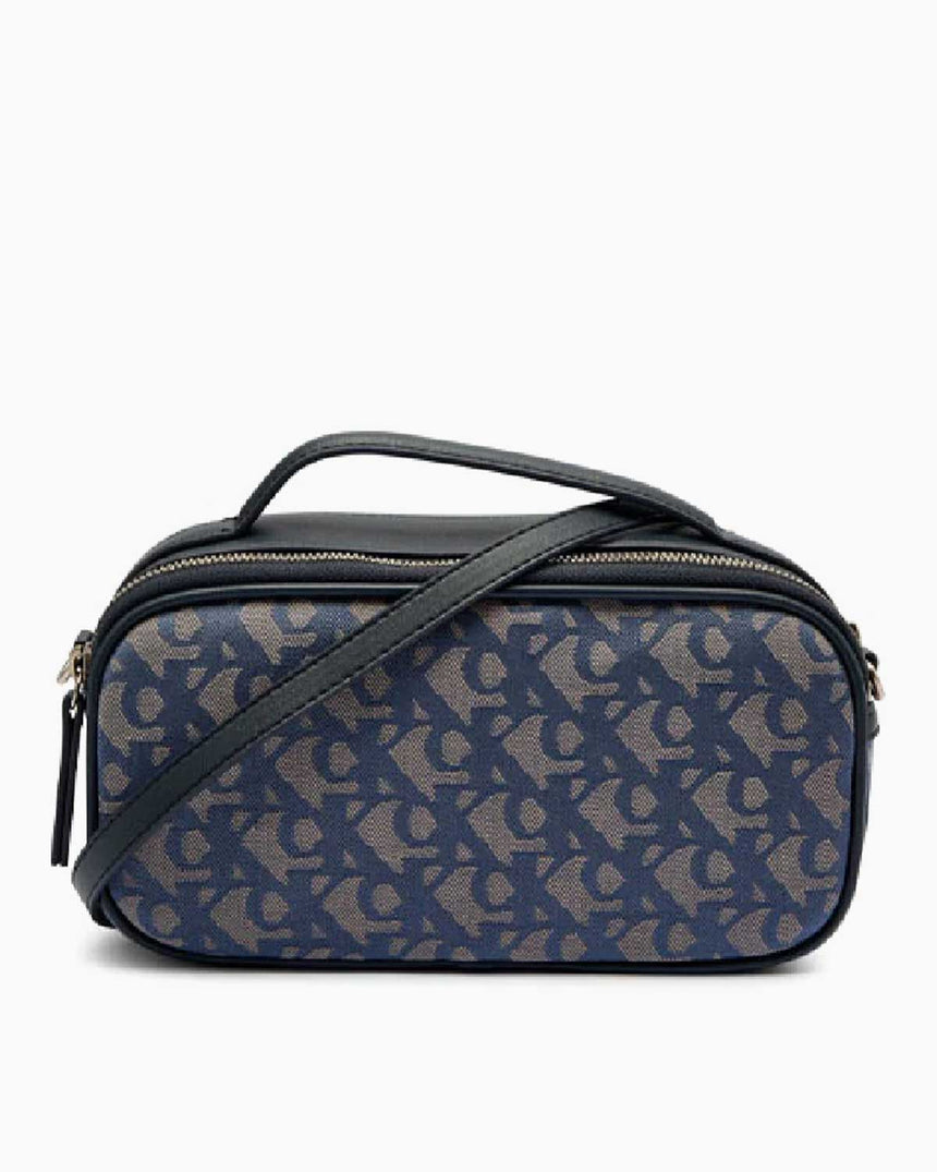 Calvin Klein Monogram Desenli Çapraz Askılı Kadın Camera Bag BLUE INDIGO / ATMOSPHERE AOP