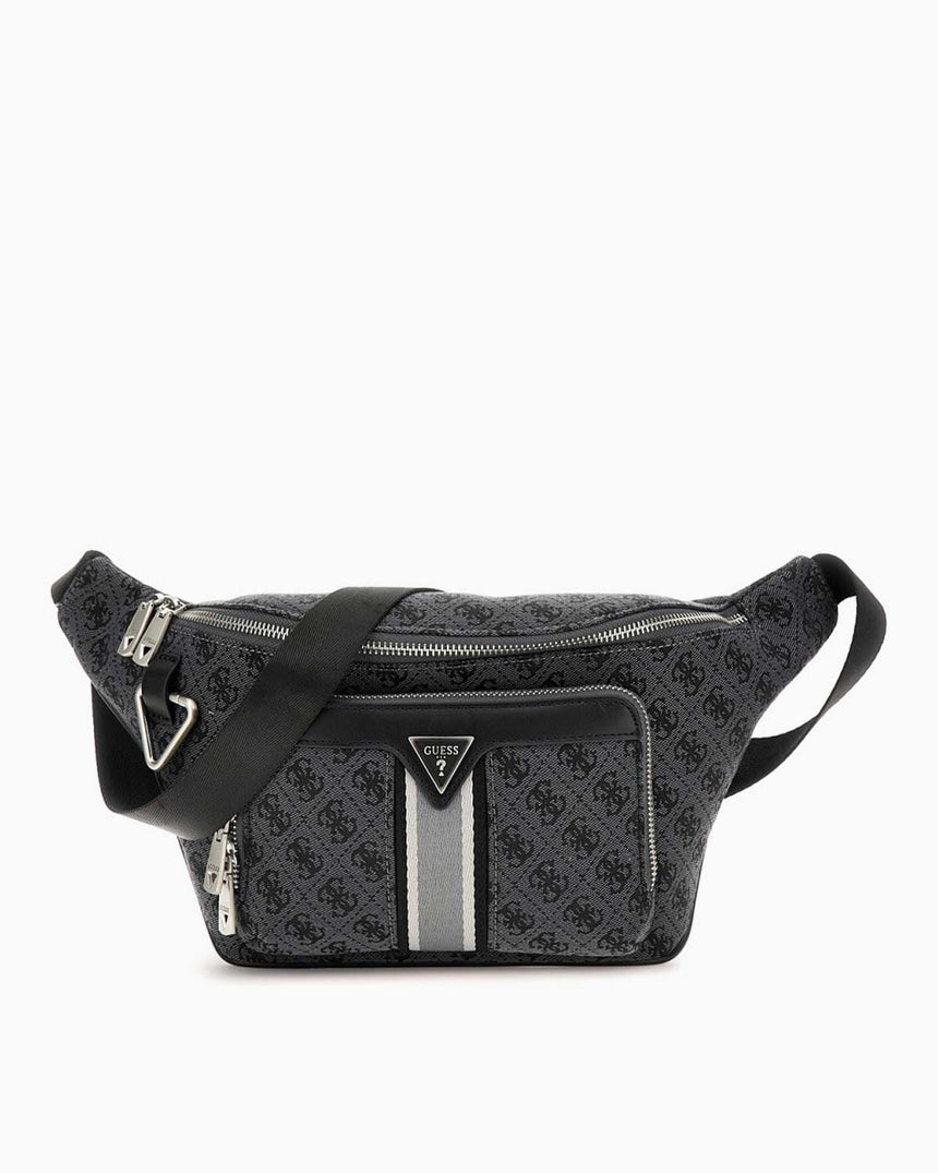 Guess Milano Maxi Monogram Bel Çantası Coal Black