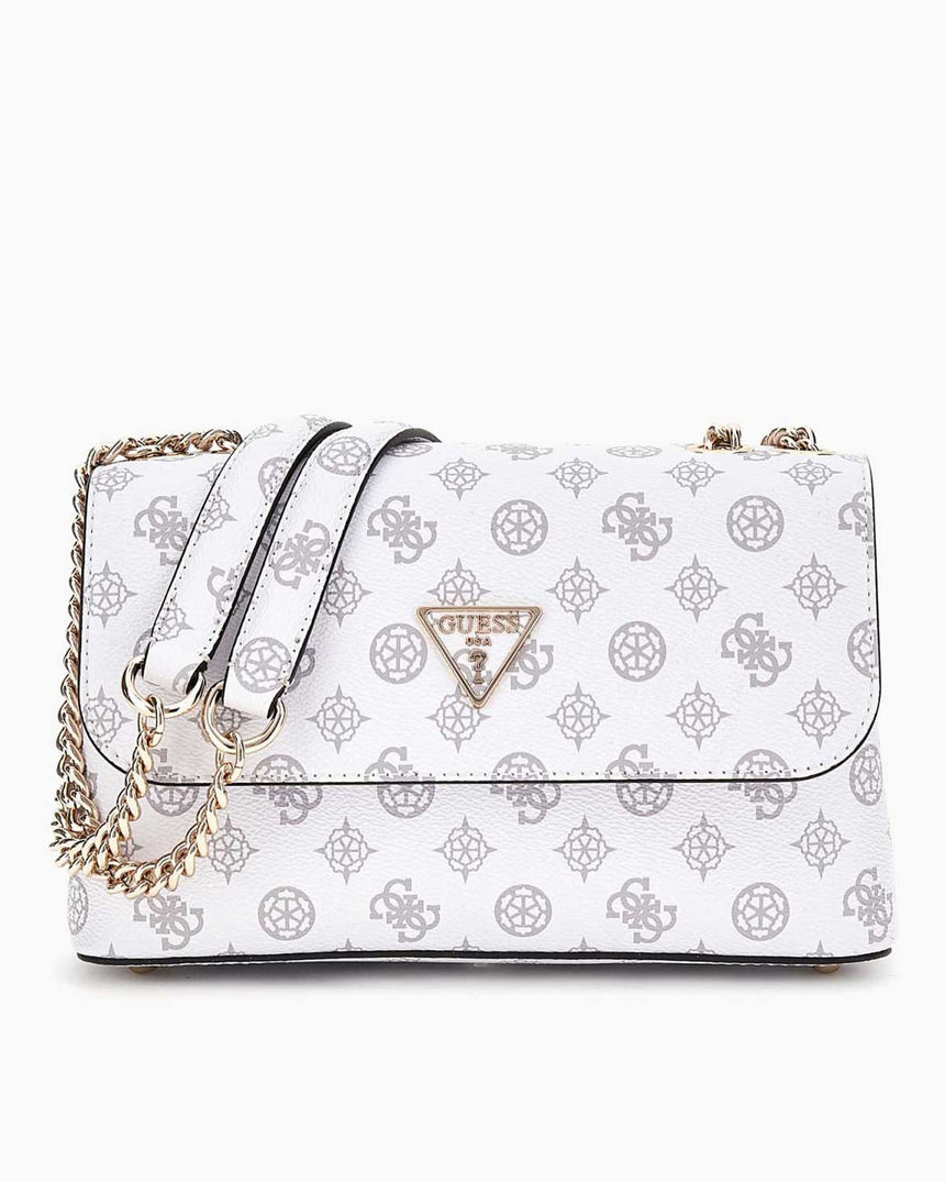 Guess Eco Erica Zincir Detaylı Omuz Çantası White Logo
