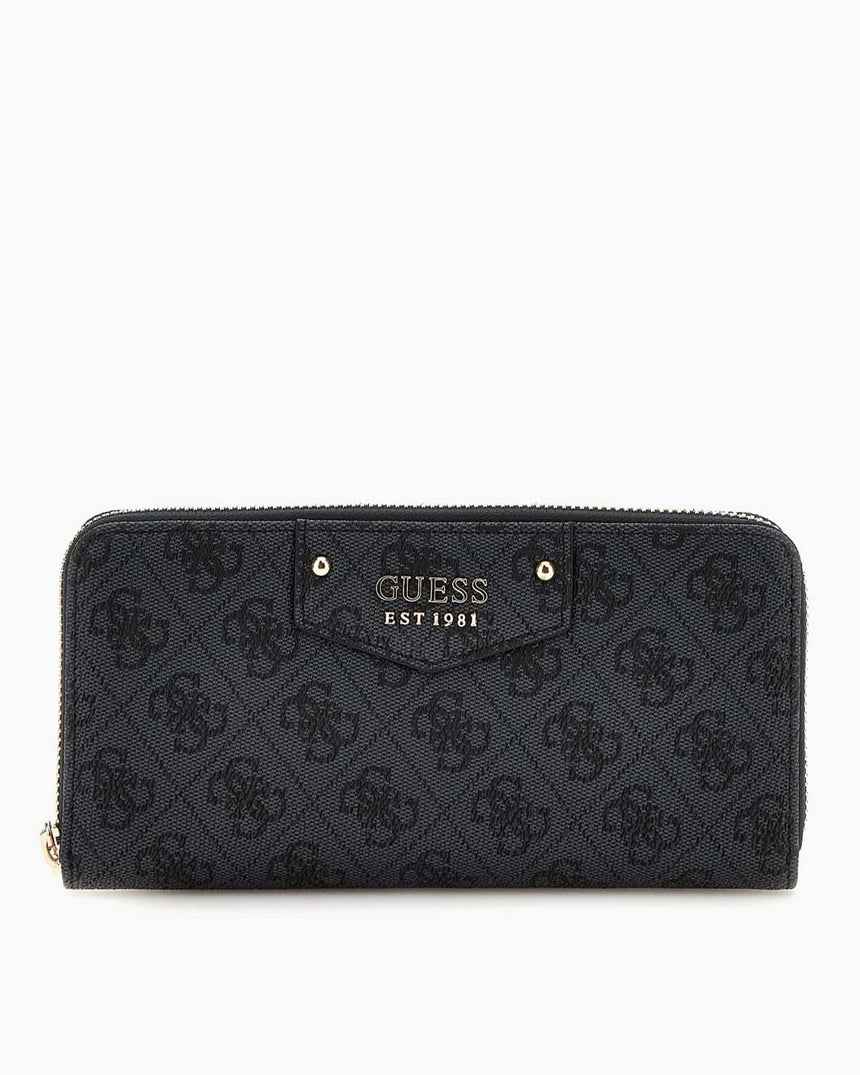 Guess Eco Brenton Large Monogram Desenli Cüzdan Coal Logo