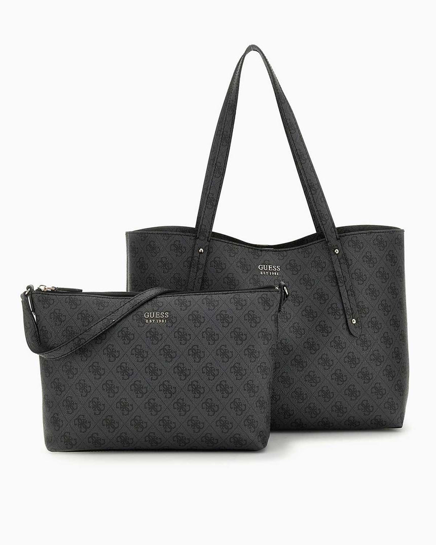 Guess Brenton Kadın Tote Omuz Çantası Coal Logo