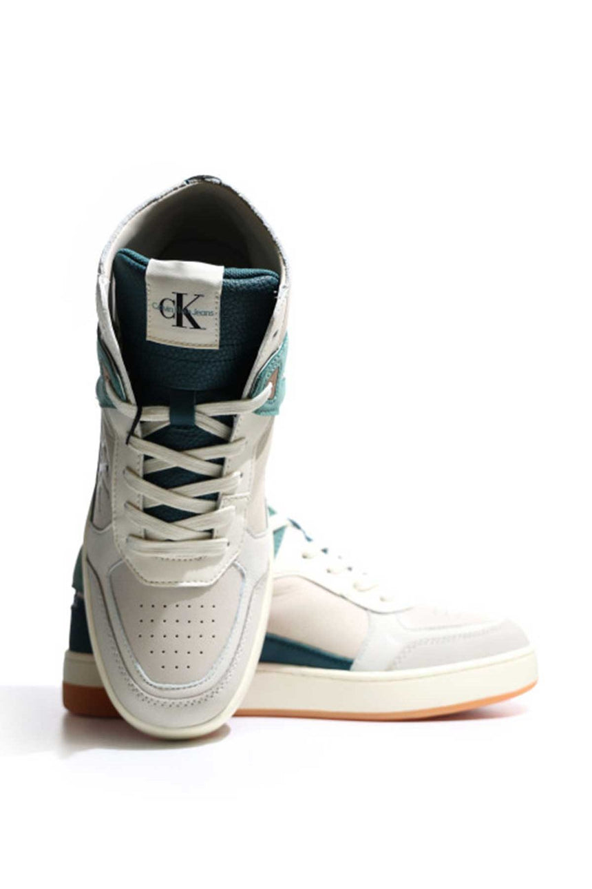Calvin Klein Basket Cupsole Mid Sneakers Eggshell/Creamy White/Teal/Brown