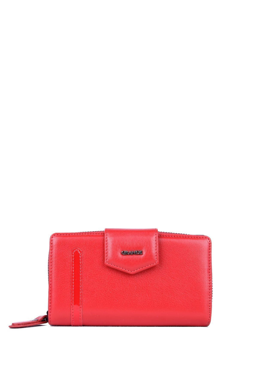 Grande 2 Küçük - 1 Büyük Şeffaf Bölmeli Kadın El Portföyü Kırmızı - Lacivert