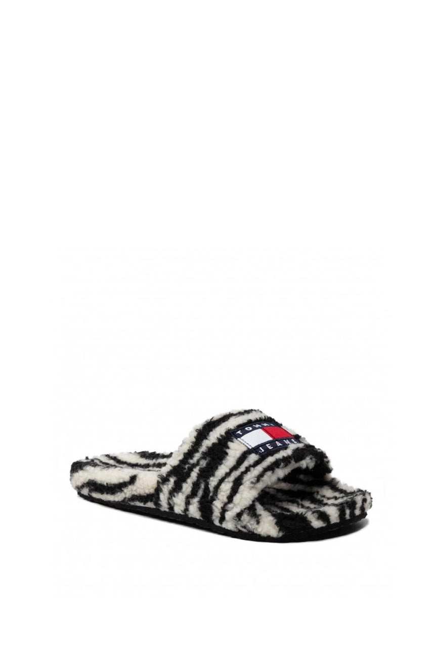 Tommy Hilfiger Kadın Wild Animal Printed Pool Slide Terlik Black