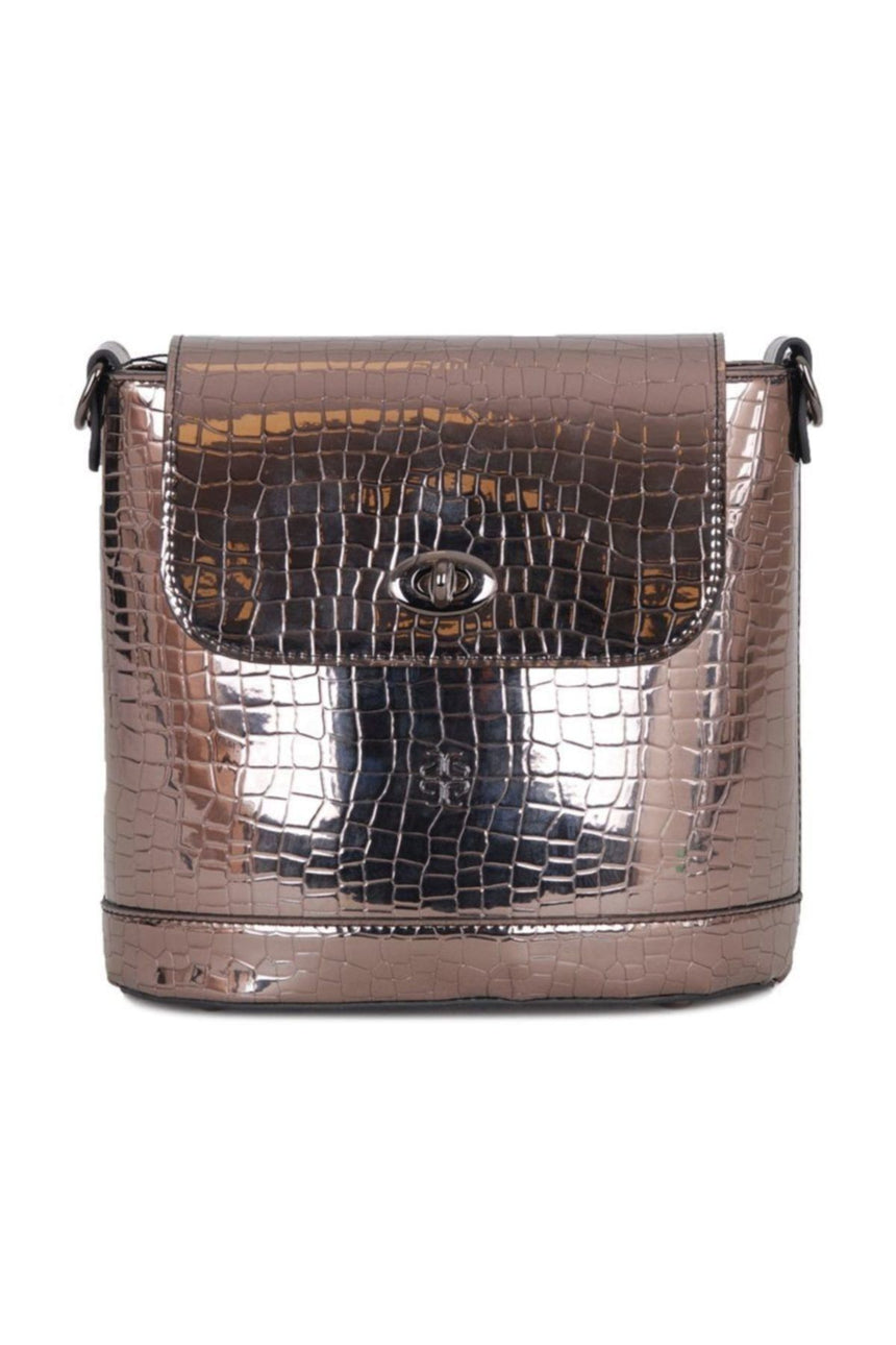 Günlük Çapraz Kadın Çantası Antrasit Kroko