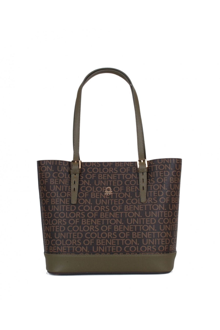 Benetton Mono Kemer Kulplu Kadın Kol Çantası Kahve- Haki