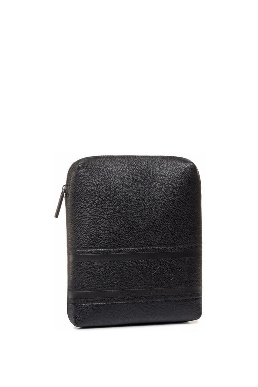 Calvin Klein Striped Logo Pu Flat Reporter Çapraz Askılı Erkek Çantası Black