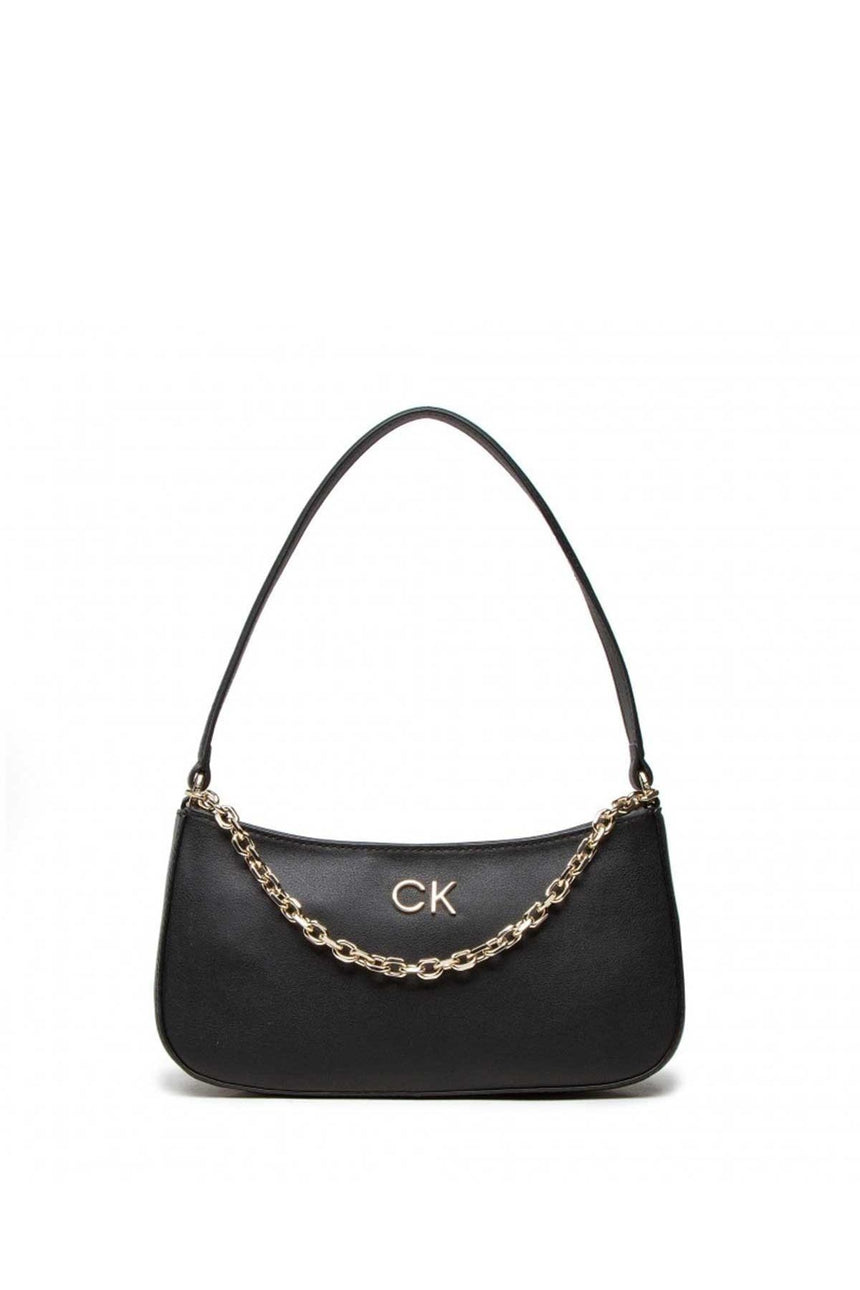 Calvin Klein Re-Lock Shoulder Bag W Chain Kadın Omuz Çantası CK Black