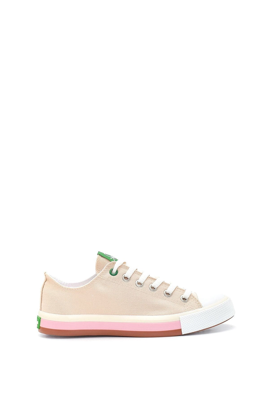 Benetton Renkli Tabanlı Kadın Sneakers Bej