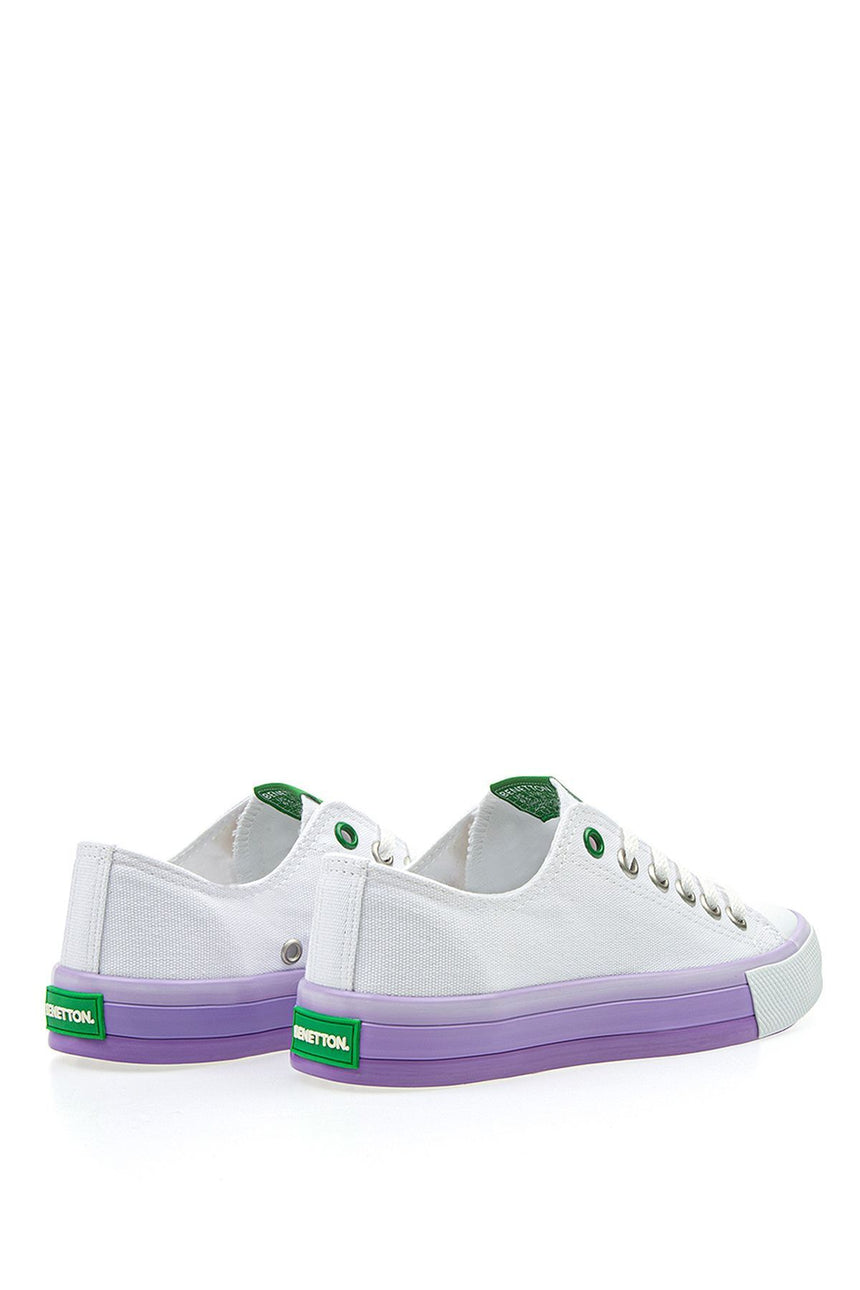 Benetton Renkli Tabanlı Kadın Sneakers Beyaz - Lila