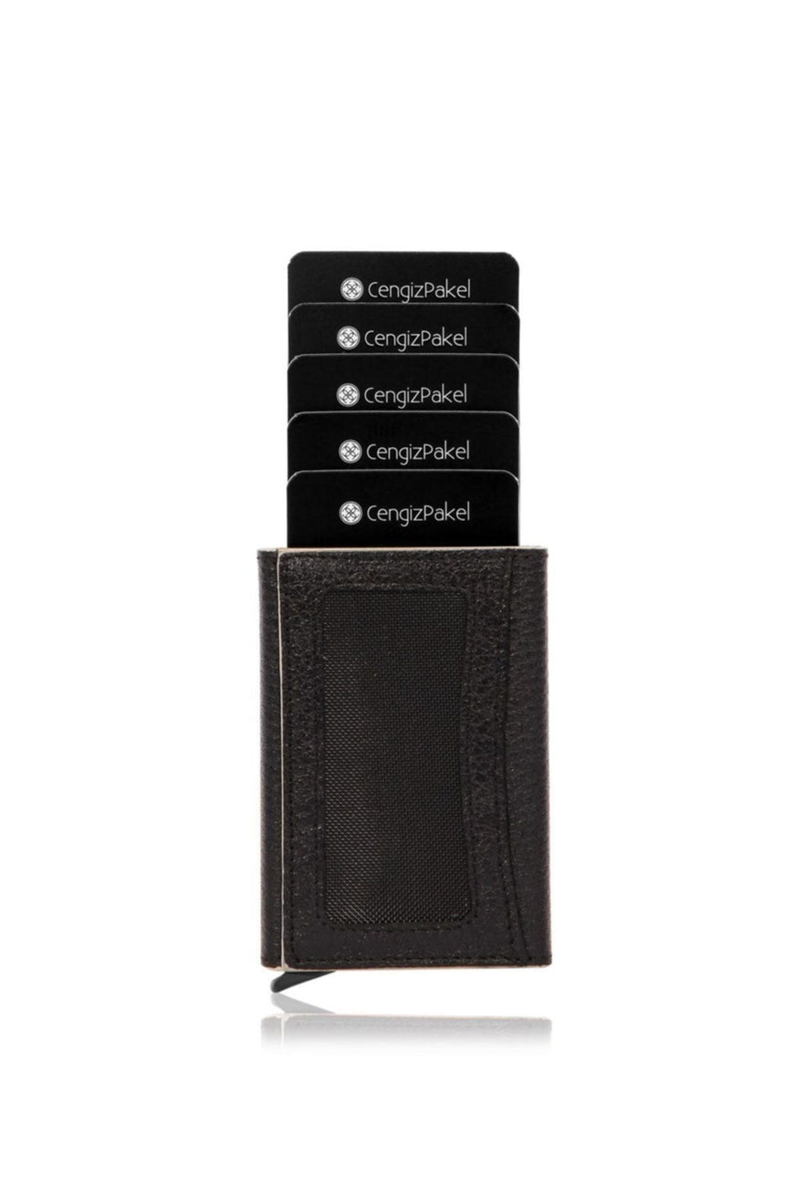 Cengiz Pakel Mekanik Kart Yuvalı Portföy Siyah - Bej