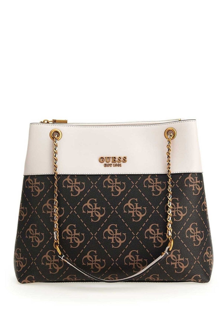 Guess Berta Elite Society Kadın Omuz Çantası Brown Logo Multi