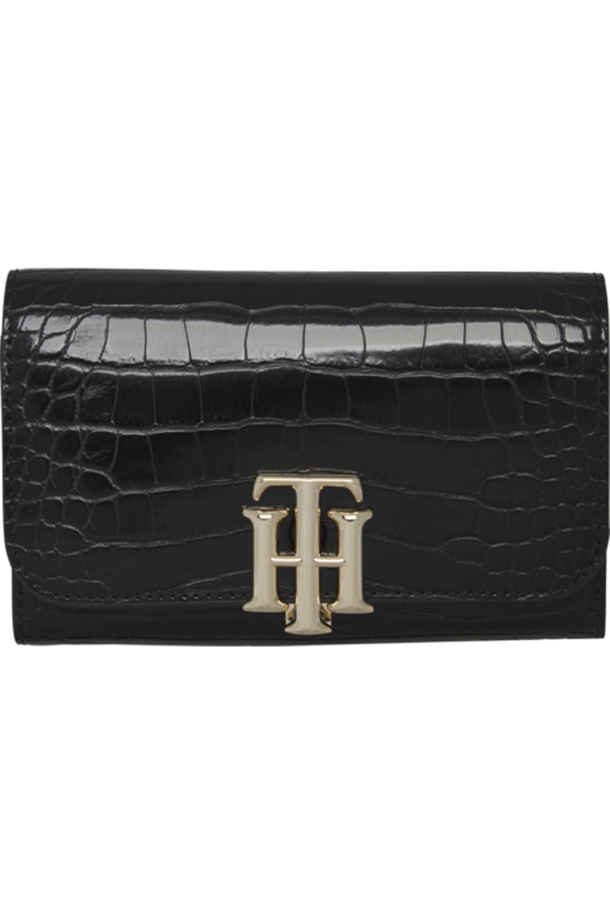 Tommy Hilfiger Th Lock Med Flap Kadın Cüzdanı Black