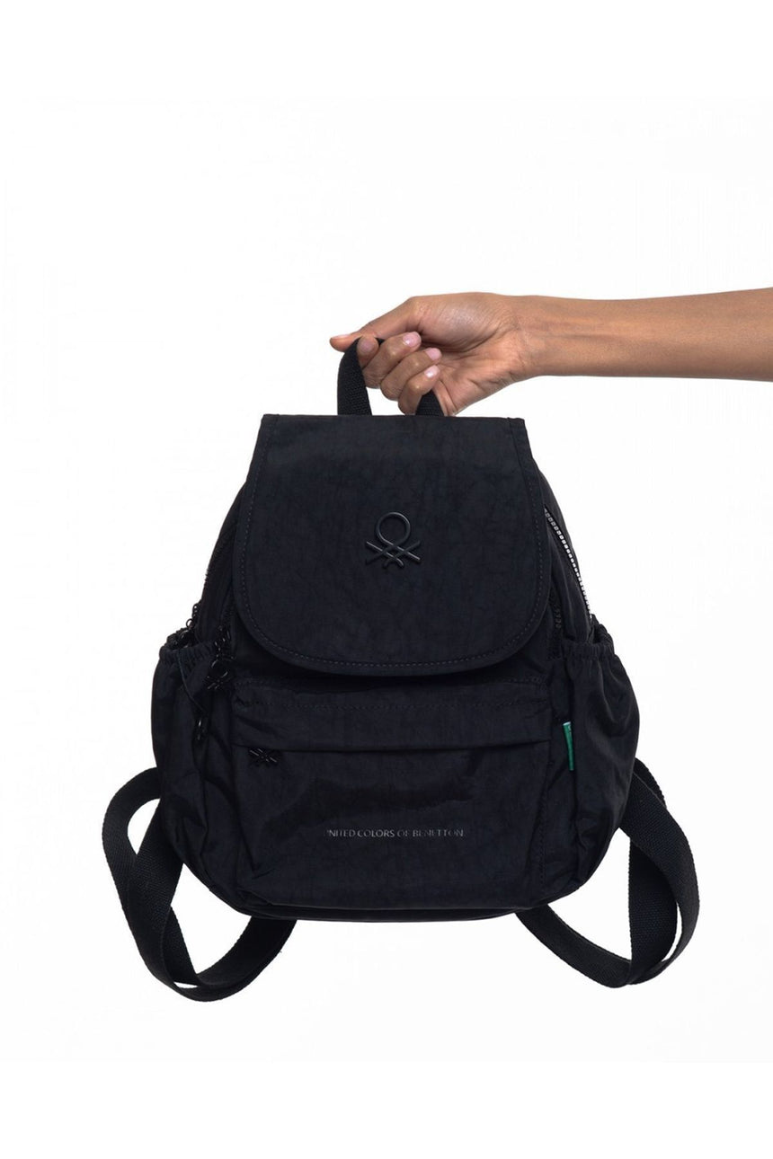Benetton Kapaklı Mini Sırt Çantası Siyah