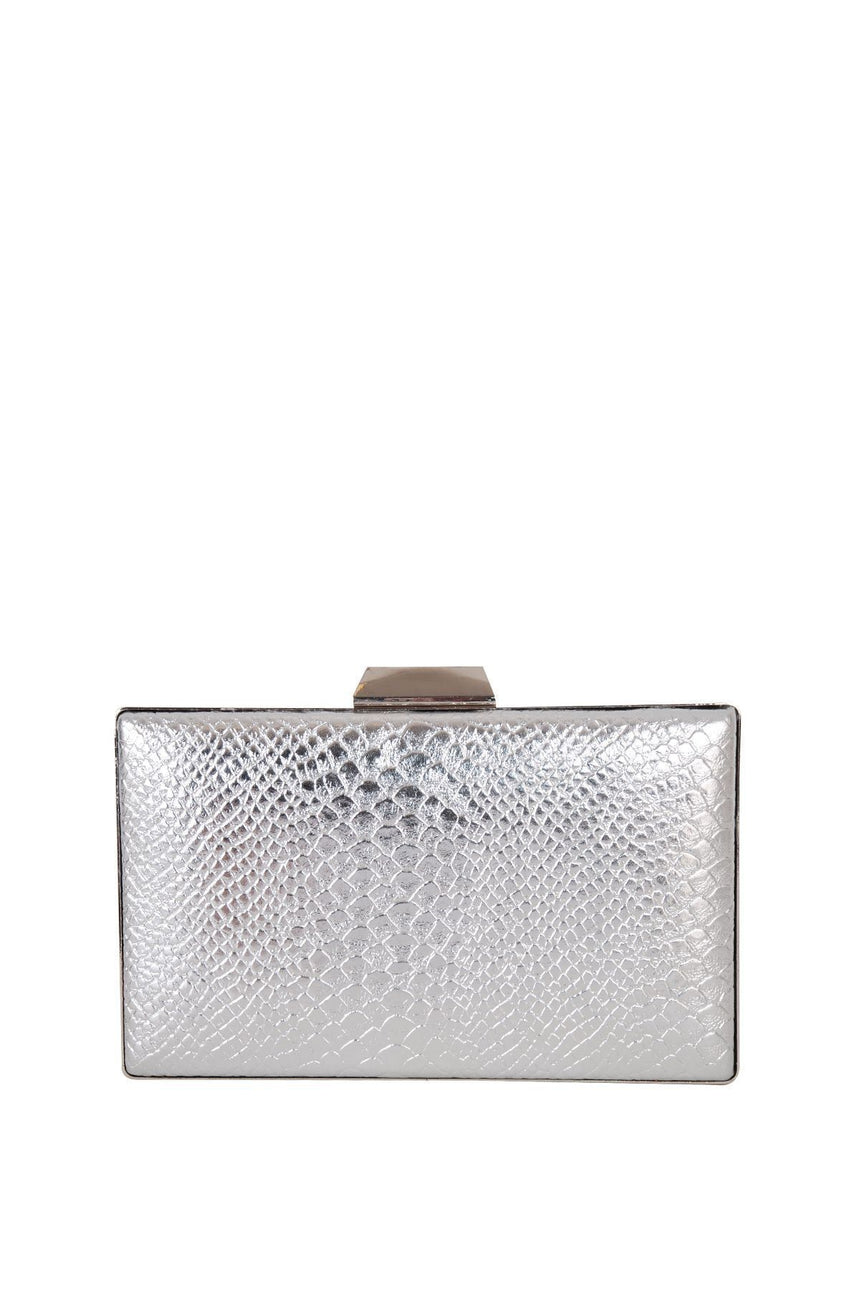 Axpe Krokodil Abiye Çanta Gümüş