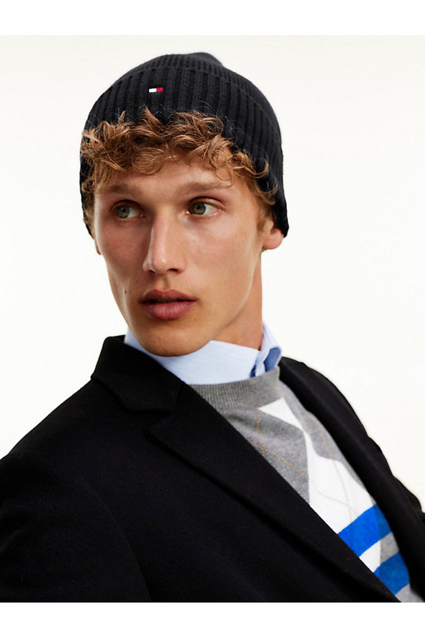 Tommy Hilfiger Pima Cotton Beanie Erkek Bere Black