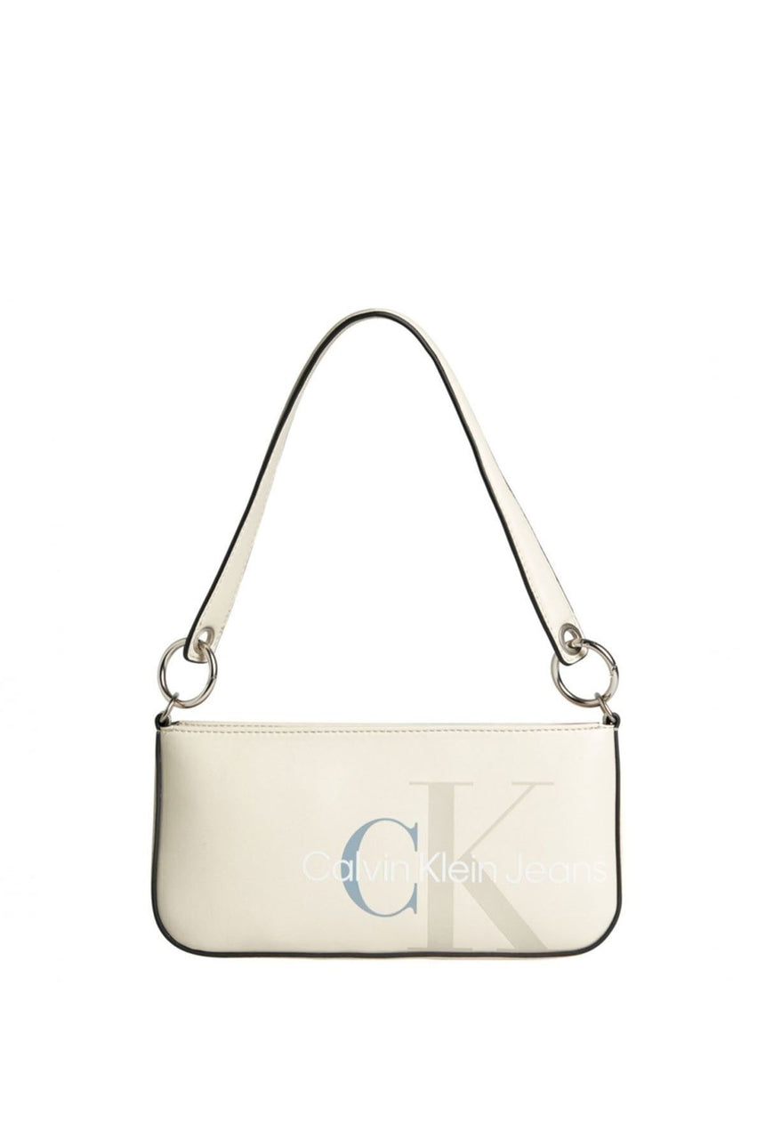 Calvin Klein Kadın Oymalı Monogram Çapraz Çanta White