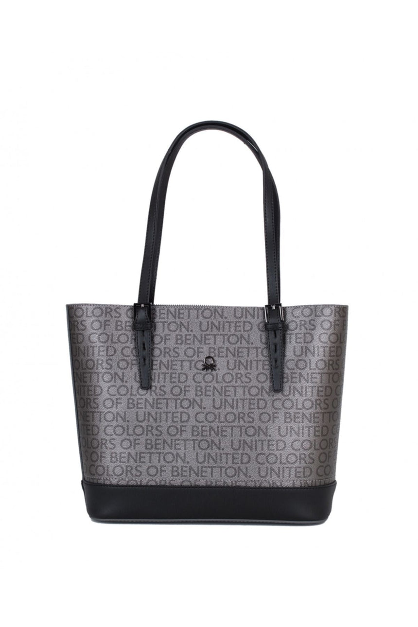 Benetton Mono Kemer Kulplu Kadın Kol Çantası Platin - Siyah