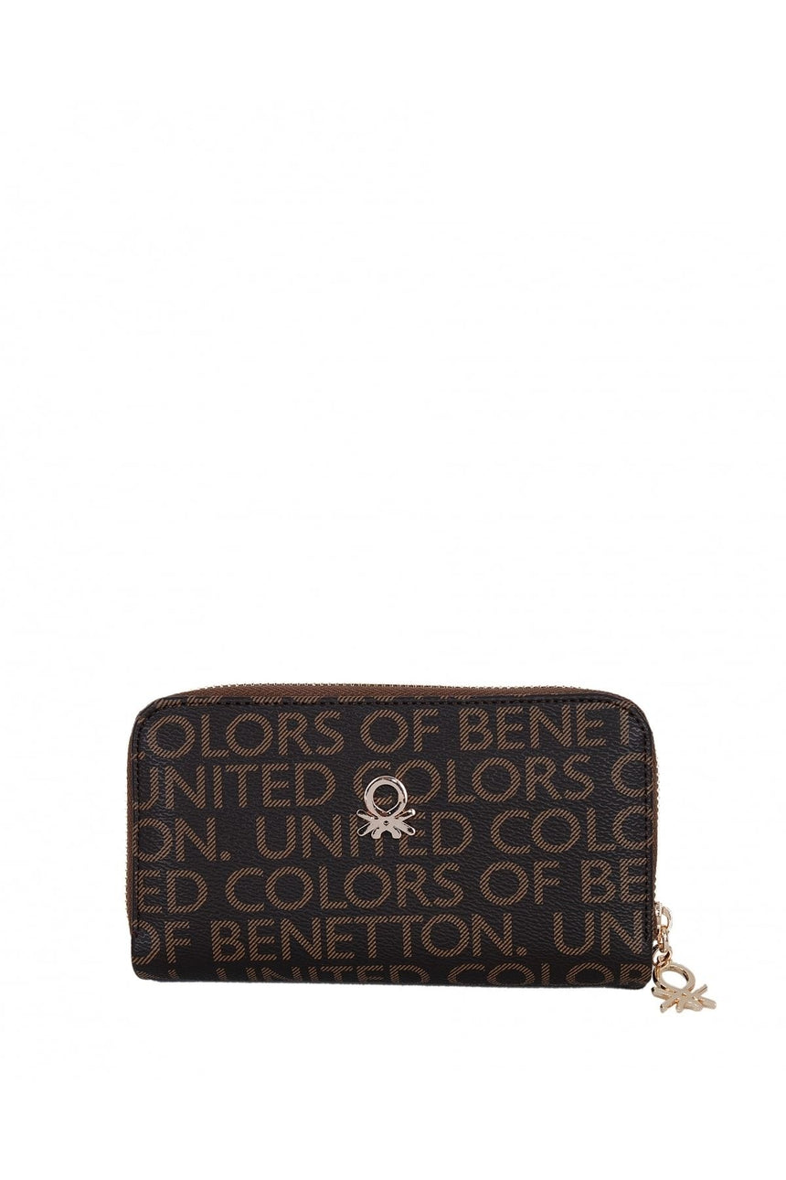 Benetton Logo Baskılı Medium Kadın Cüzdanı Kahve - Bordo