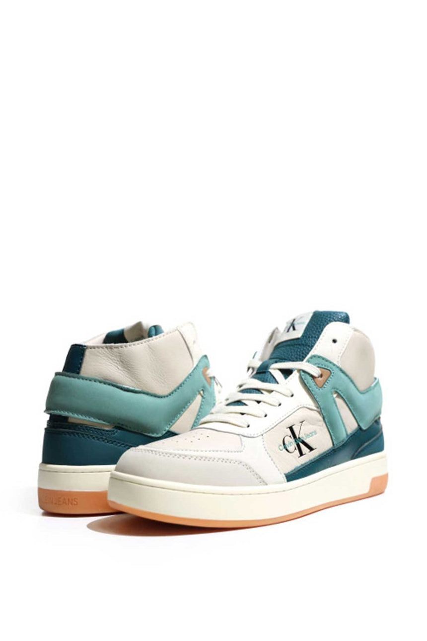 Calvin Klein Basket Cupsole Mid Sneakers Eggshell/Creamy White/Teal/Brown