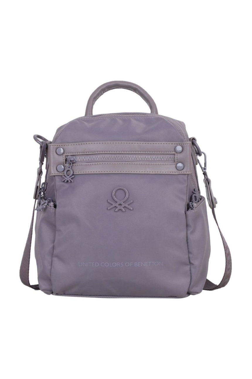 Benetton Logo Detaylı Kadın Sırt Ve Kol Çantası Koyu Gri