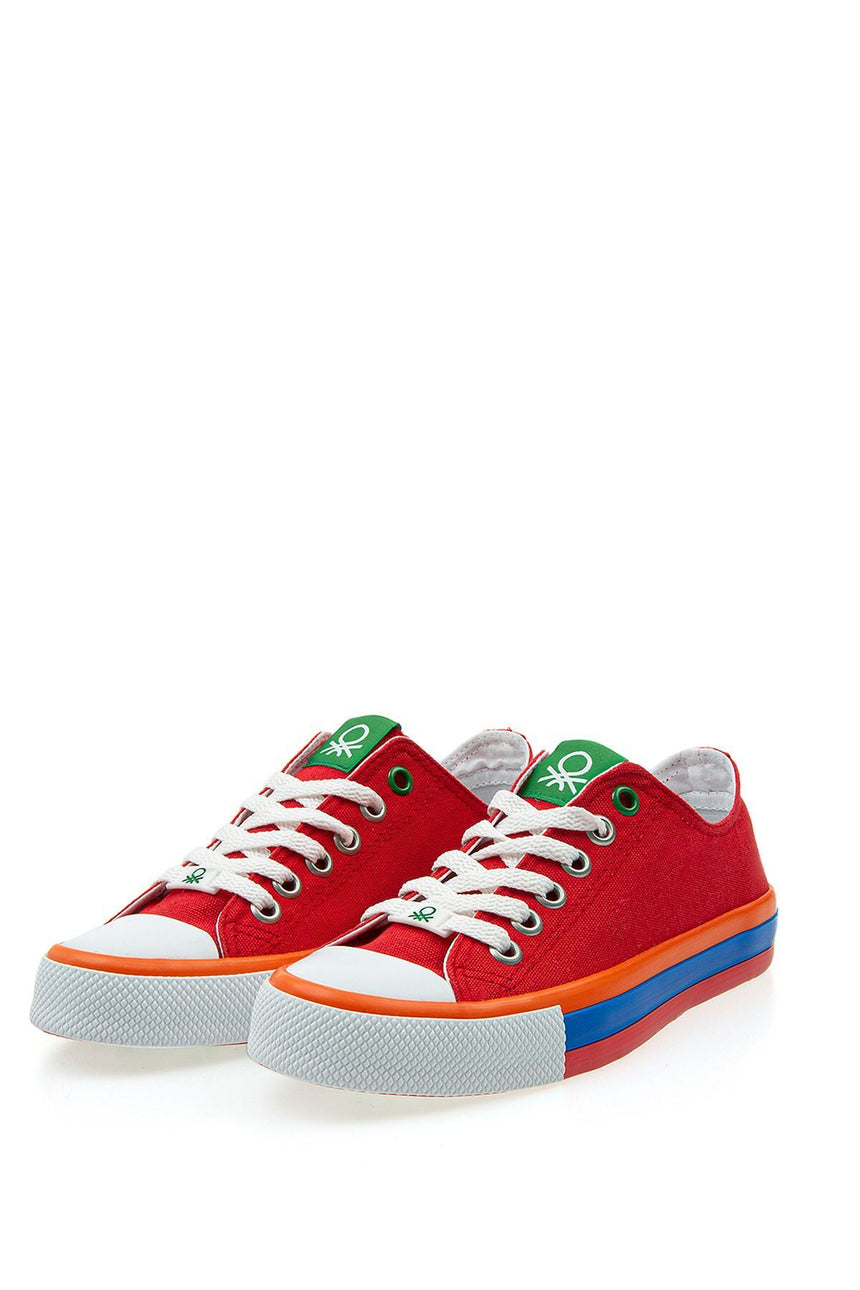 Benetton Renkli Tabanlı Kadın Sneakers Kırmızı