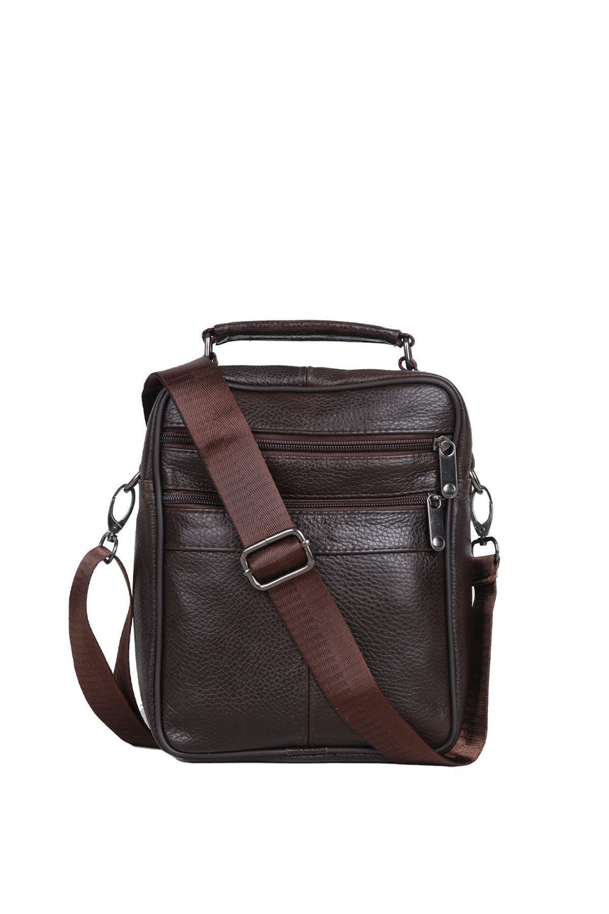 ÇÇS 5 Bölmeli Çapraz Askılı Erkek Çantası Dark Brown