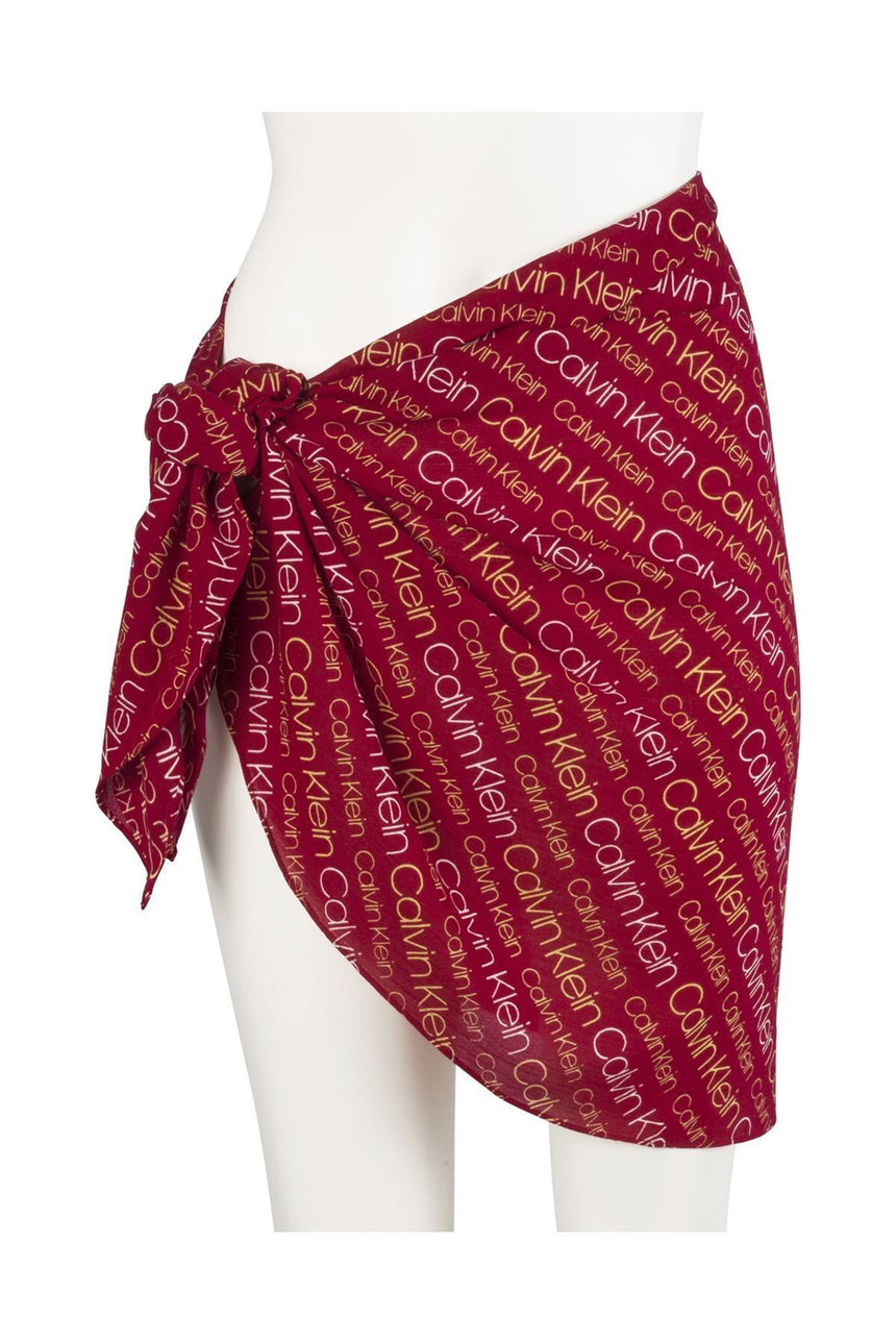 Calvin Klein Logo Mini Kadın Şal Dark Red