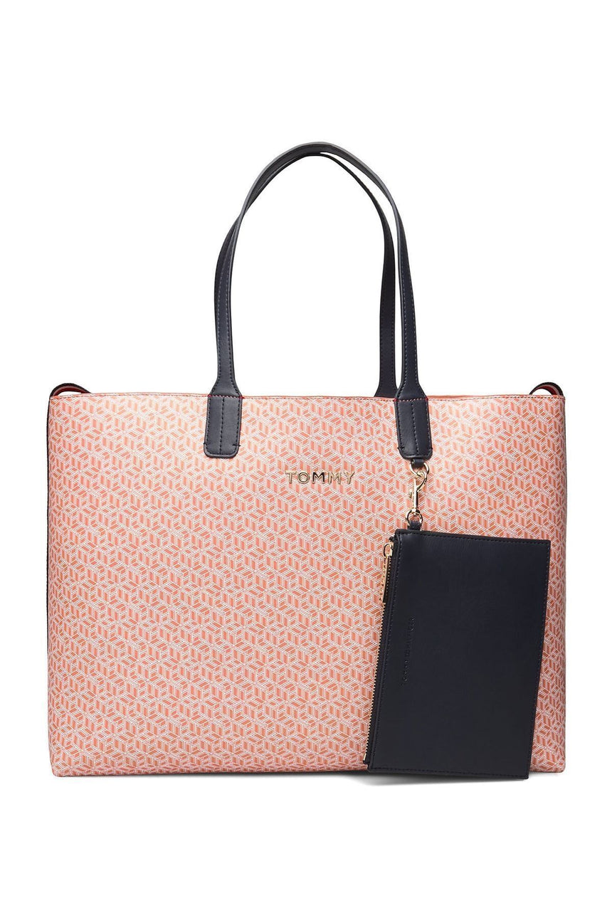 Tommy Hilfiger Iconic Tommy Tote Monogram Kadın Kol Çantası Island Coral